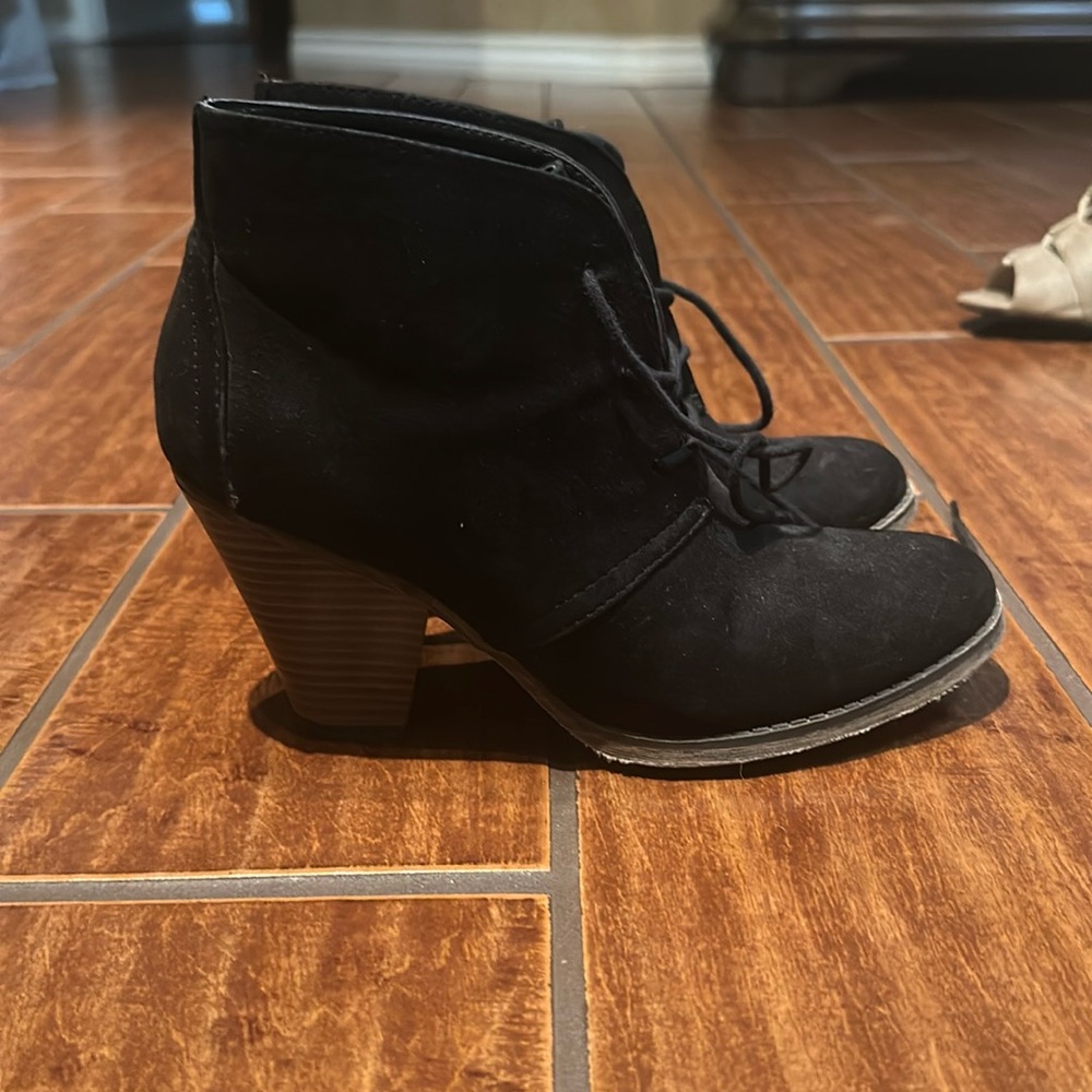 Black suede booties
